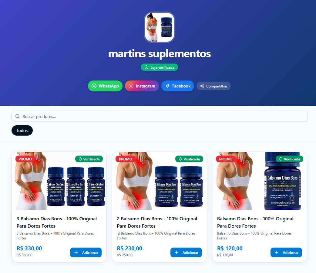 Exemplo de vitrine virtual criada com Penguin Shop